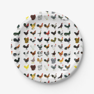 49 Roosters Paper Plate