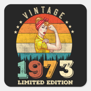 49 Year Old 1973 Vintage 49th Birthday Gifts women Square Sticker
