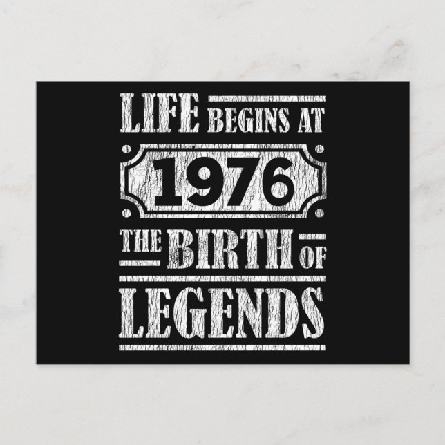 49 Year Old 1976 Birth Of Legend 49th Birthday Postcard (Front)