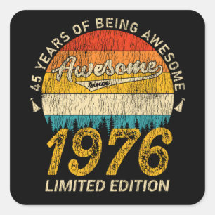 49 Year Old 1976 Retro Awesome 49th Birthday Gift Square Sticker