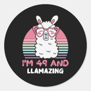 49 Year Old Bday Llamazing Llama 49th Birthday Classic Round Sticker