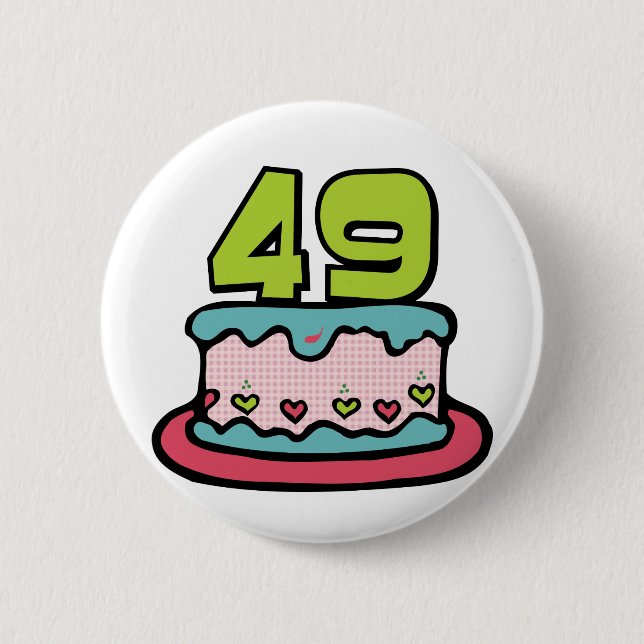 49 Year Old Birthday Cake 6 Cm Round Badge (Front)
