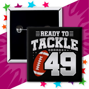 49 Year Old Tackle Football Party 49th Birthday 15 Cm Square Badge