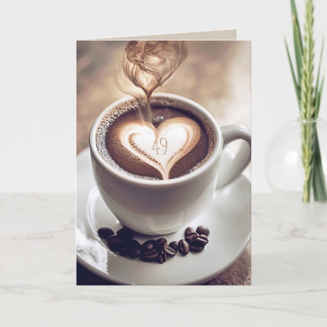 49th Anniversary Coffee With Heart Card (Front)