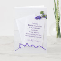 49th Anniversary Purple Flowers On White Wood