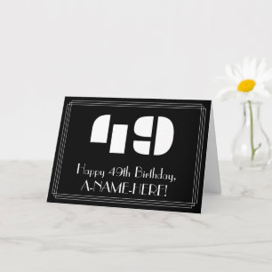 49th Birthday: Art Deco Inspired Look "49" & Name Card