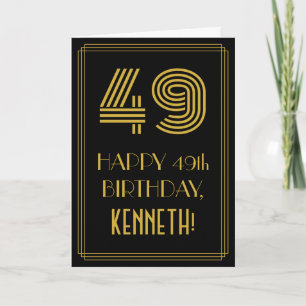 49th Birthday: Art Deco Inspired Look "49" & Name Card