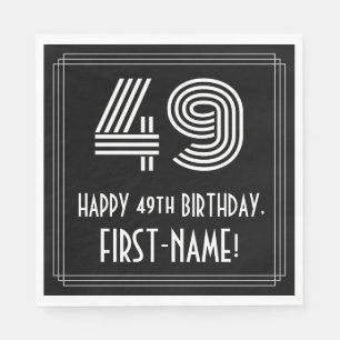 49th Birthday: Art Deco Inspired Look "49" + Name Napkin