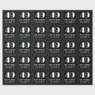 49th Birthday - Art Deco Inspired Look "49", Name Wrapping Paper