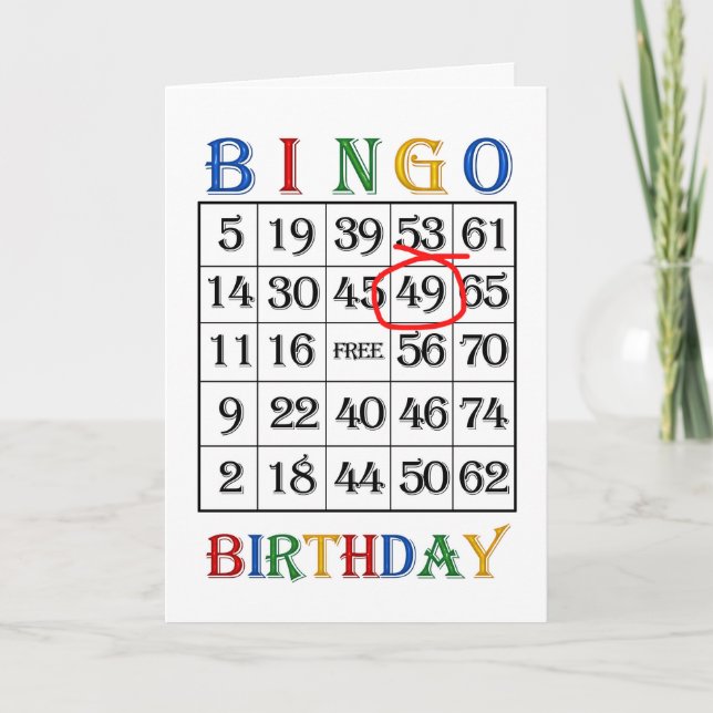 49th Birthday Bingo card (Front)