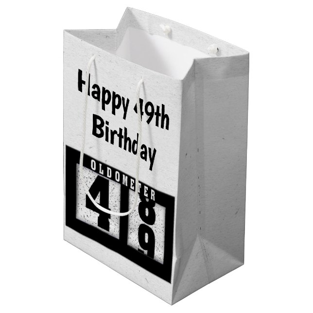 49th Birthday Black Odometer  Medium Gift Bag (Front Angled)