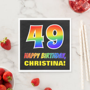 49th Birthday: Bold, Fun, Simple, Rainbow 49 Napkin