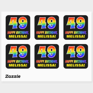 49th Birthday: Bold, Fun, Simple, Rainbow 49 Square Sticker