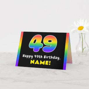49th Birthday: Colourful Rainbow # 49, Custom Name Card