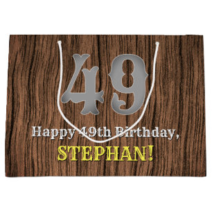 49th Birthday: Country Western Inspired Look, Name Large Gift Bag