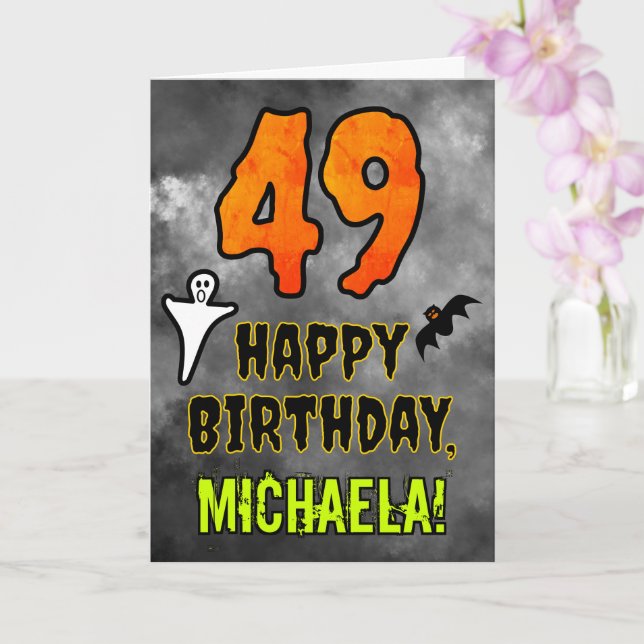 49th Birthday: Eerie Halloween Theme + Custom Name Card (Orchid)