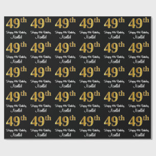 49th Birthday: Elegant Luxurious Faux Gold Look # Wrapping Paper