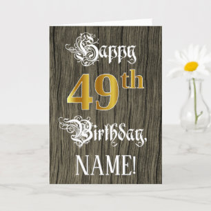 49th Birthday: Faux Gold Look + Faux Wood Pattern Card