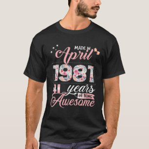 49Th Birthday Floral Gift For Womens Born In April T-Shirt