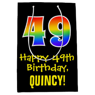 49th Birthday: Fun, Bold, Colourful, Rainbow "49" Medium Gift Bag