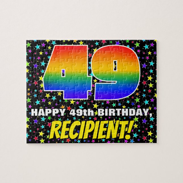 49th Birthday — Fun, Colourful Star Field Pattern Jigsaw Puzzle (Horizontal)