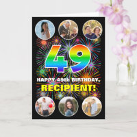 49th Birthday: Fun Rainbow #, Custom Name & Photos
