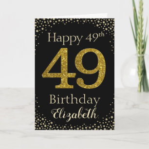49th Birthday Golden Glitter Card