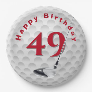 49th Birthday Golf Ball Design Paper Plate