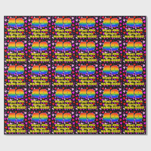 49th Birthday: Loving Hearts Pattern, Rainbow # 49 Wrapping Paper