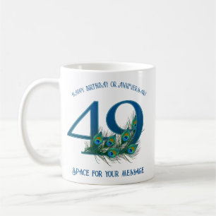 49th Birthday Or Anniversary Peacock Feathers Coffee Mug