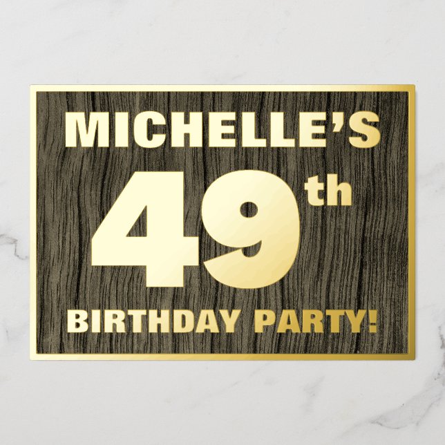 49th Birthday Party: Bold, Faux Wood Grain Pattern (Front)