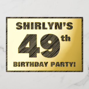 49th Birthday Party — Bold, Faux Wood Grain Text