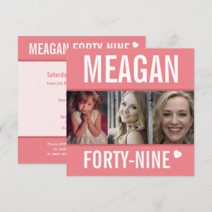 49th birthday party event celebration photo coral  invitation