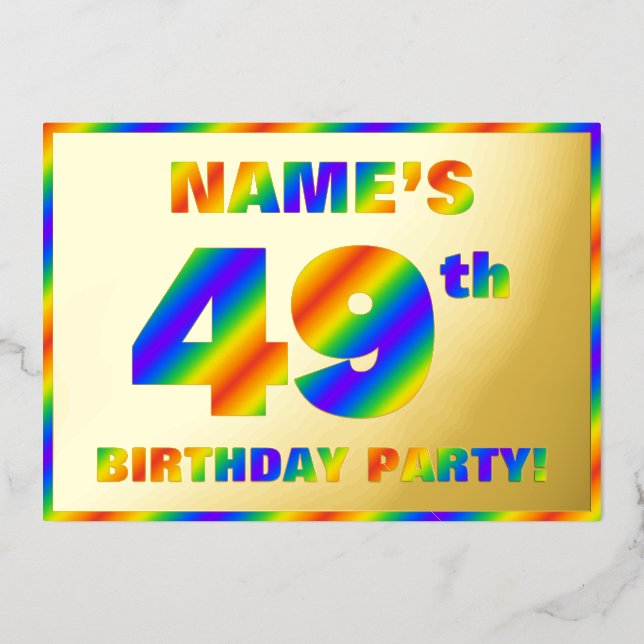 49th Birthday Party — Fun, Rainbow Spectrum “49” (Front)