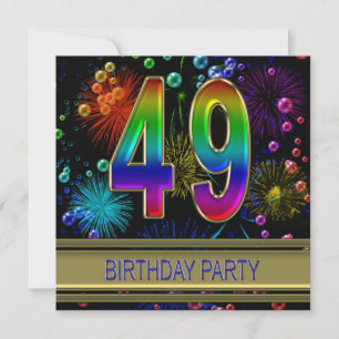 49th Birthday party Invitation with bubbles