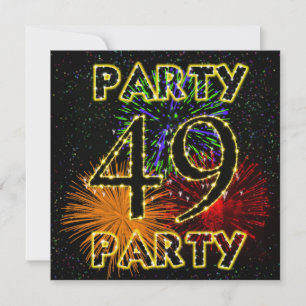 49th birthday party invitation with fireworks