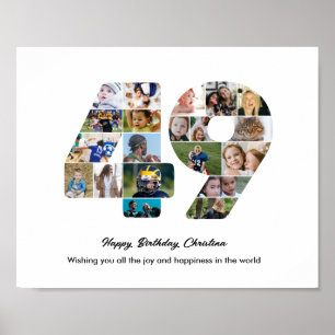 49th Birthday Party Number 49 Photo Collage Poster