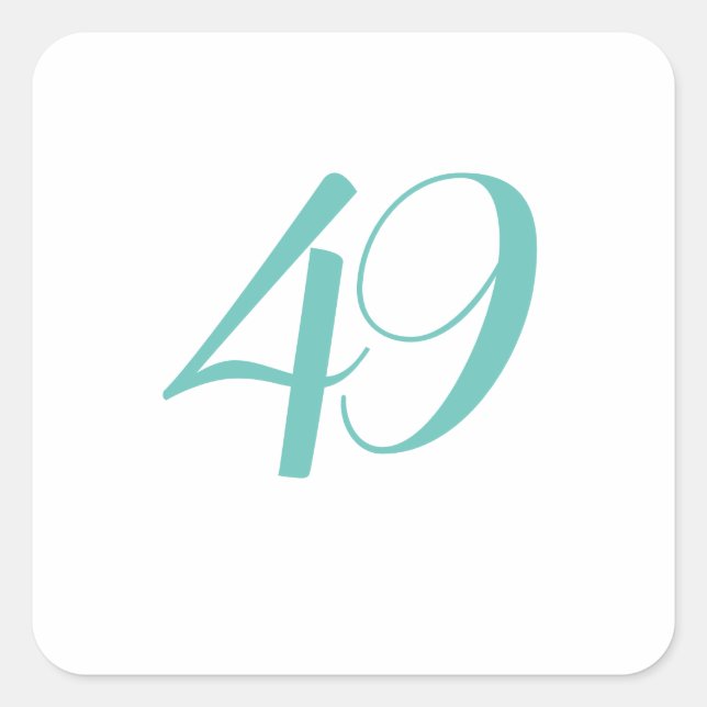 49th Birthday Party Teal Forty Nine Custom Age Square Sticker (Front)