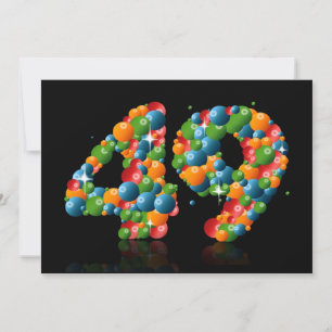 49th Birthday party, with bubbles and balls Invitation