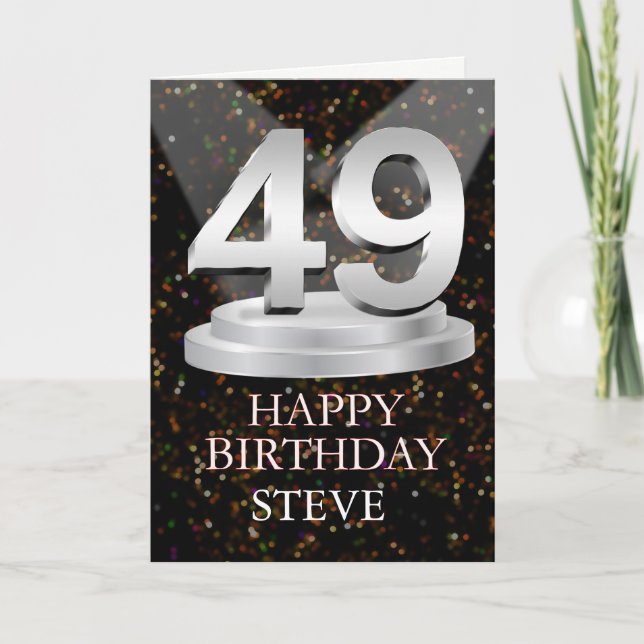 49th Birthday Spotlights Add A Name Card (Front)