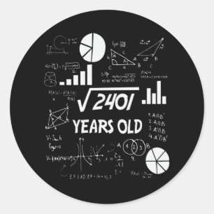 49th Birthday Square Root Math 49 Years Old Bday Classic Round Sticker