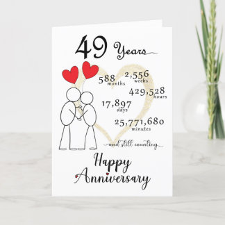 49th Wedding Anniversary Card with heart balloons