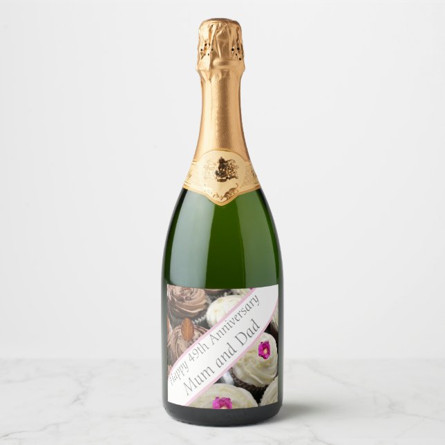 49th Wedding Anniversary   Sparkling Wine Label (Front)