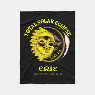 4.08.24 Total Solar Eclipse 2024 Erie Pennsylvania Fleece Blanket