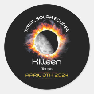 4.08.24 Total Solar Eclipse 2024 Killeen Texas Classic Round Sticker