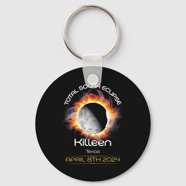 4.08.24 Total Solar Eclipse 2024 Killeen Texas  Key Ring (Front)