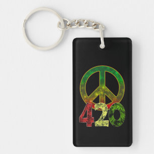 4 20 Peace Key Ring