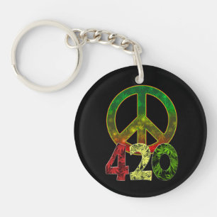 4 20 Peace Key Ring