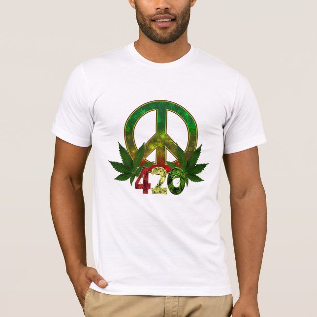4 20 Rasta Peace Weed T-Shirt (Front)