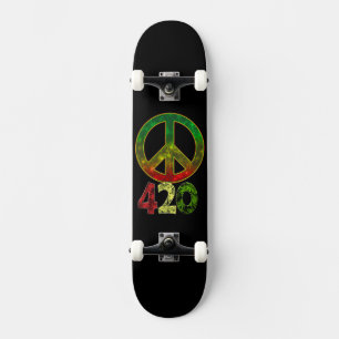 4 20 Weed Rasta Peace Skateboard